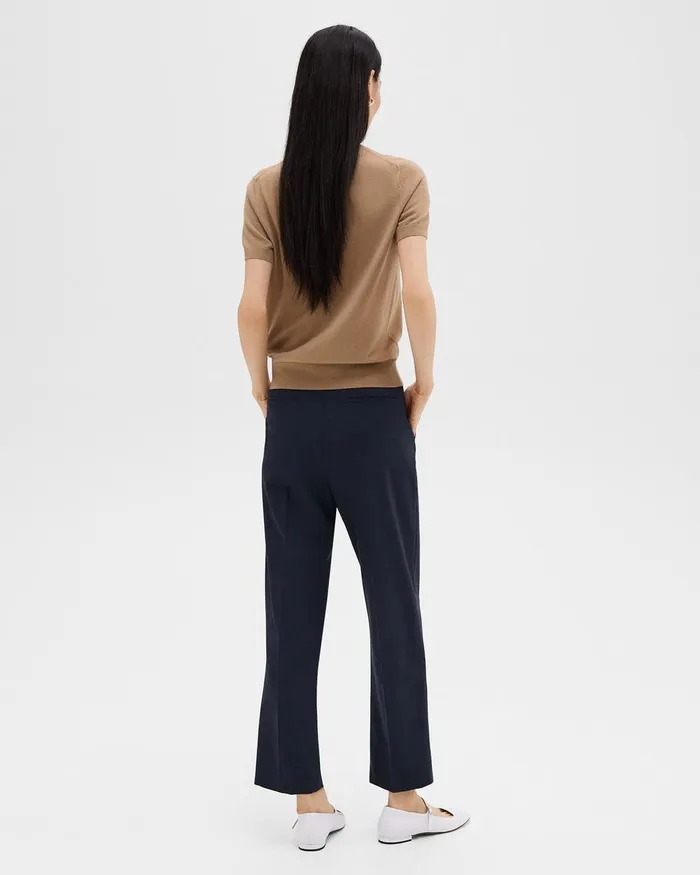 Women Theory Pants HighWaist StraightLeg Pant In Good Wool Nocturne Navy