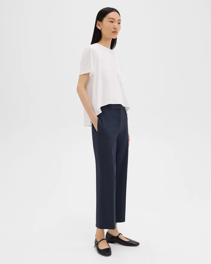 Women Theory Pants Kick Pant In Stretch Cotton Nocturne Navy