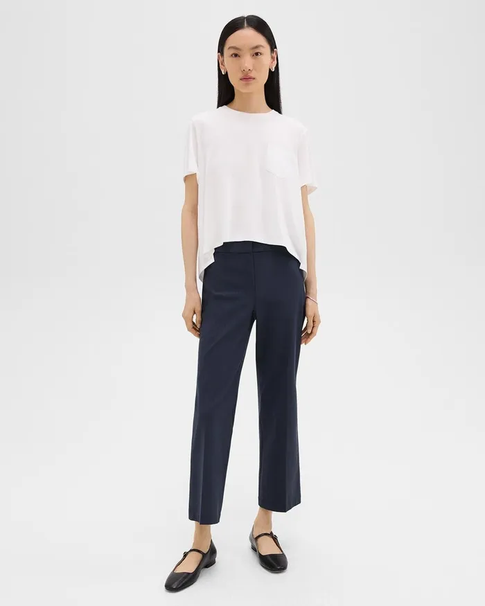 Women Theory Pants Kick Pant In Stretch Cotton Nocturne Navy