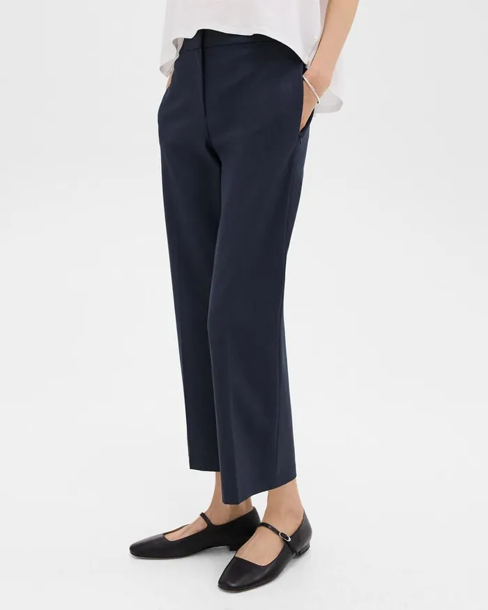 Women Theory Pants Kick Pant In Stretch Cotton Nocturne Navy