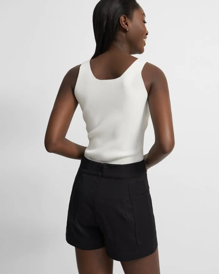 Women Theory Pants Mini Utility Short In Good Linen Black