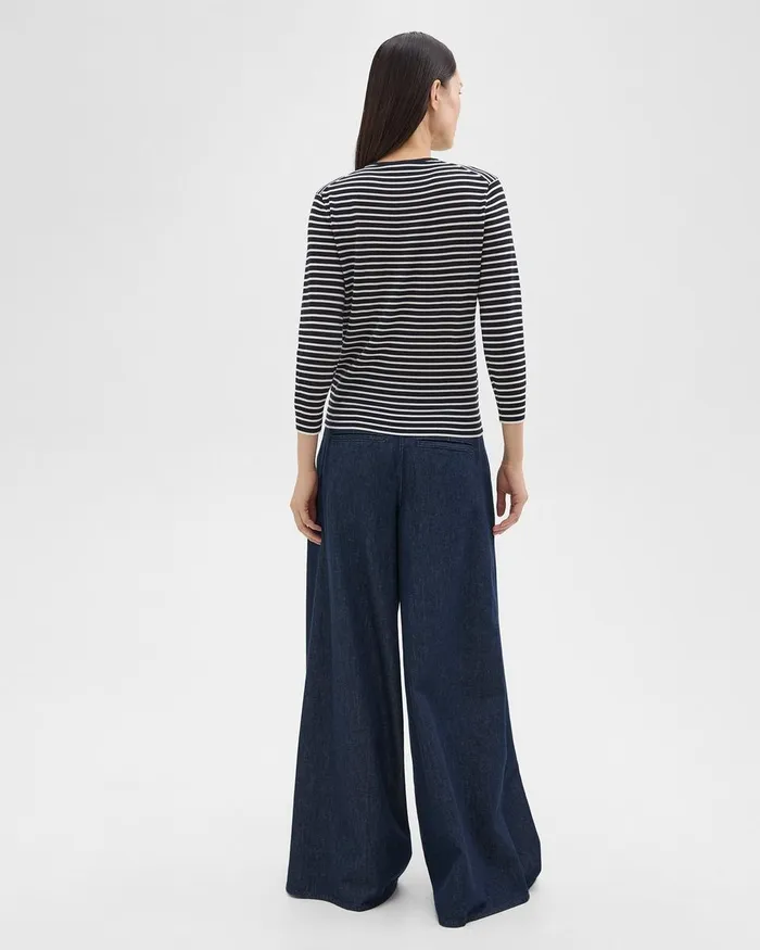 Women Theory Pants Pleated WideLeg Pant In Denim Indigo