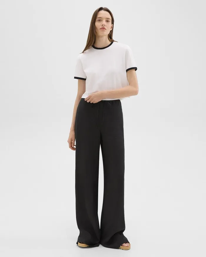 Women Theory Pants Relaxed PullOn Pant In Hemp Black
