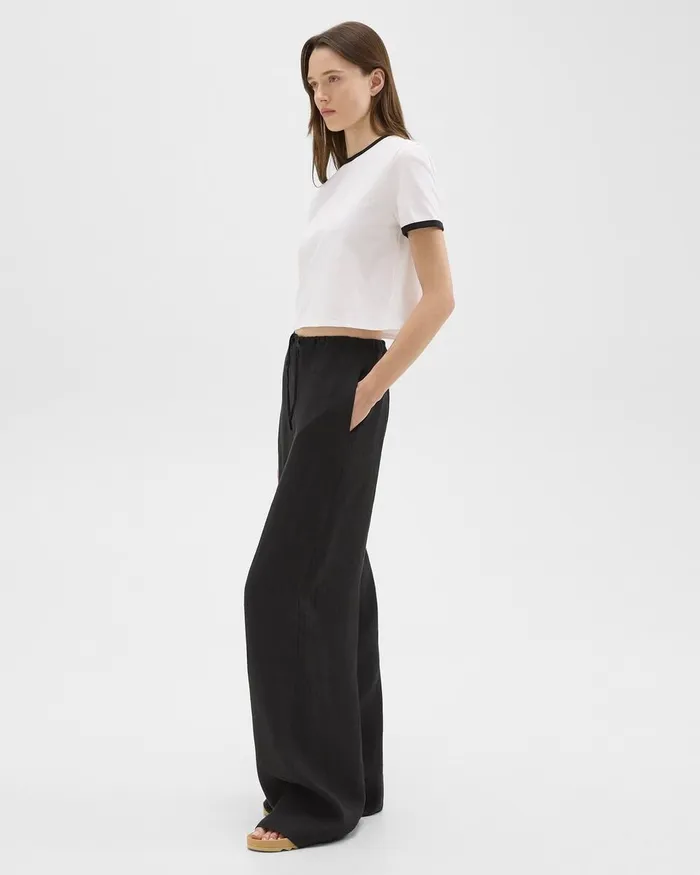 Women Theory Pants Relaxed PullOn Pant In Hemp Black