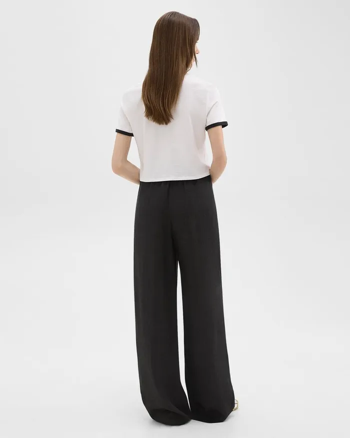 Women Theory Pants Relaxed PullOn Pant In Hemp Black