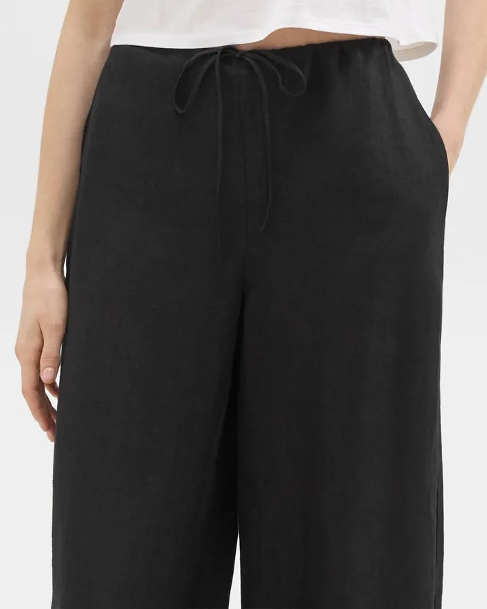 Women Theory Pants Relaxed PullOn Pant In Hemp Black