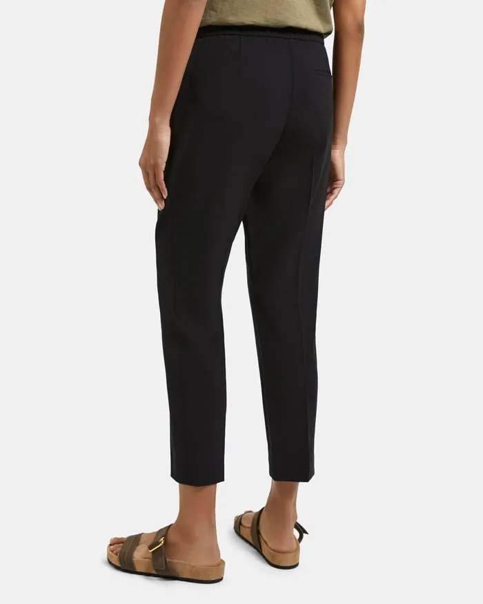 Women Theory Pants Slim Cropped PullOn Pant In Crepe Black