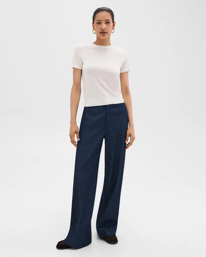 Women Theory Pants StraightLeg 5Pocket Pant In Denim Indigo