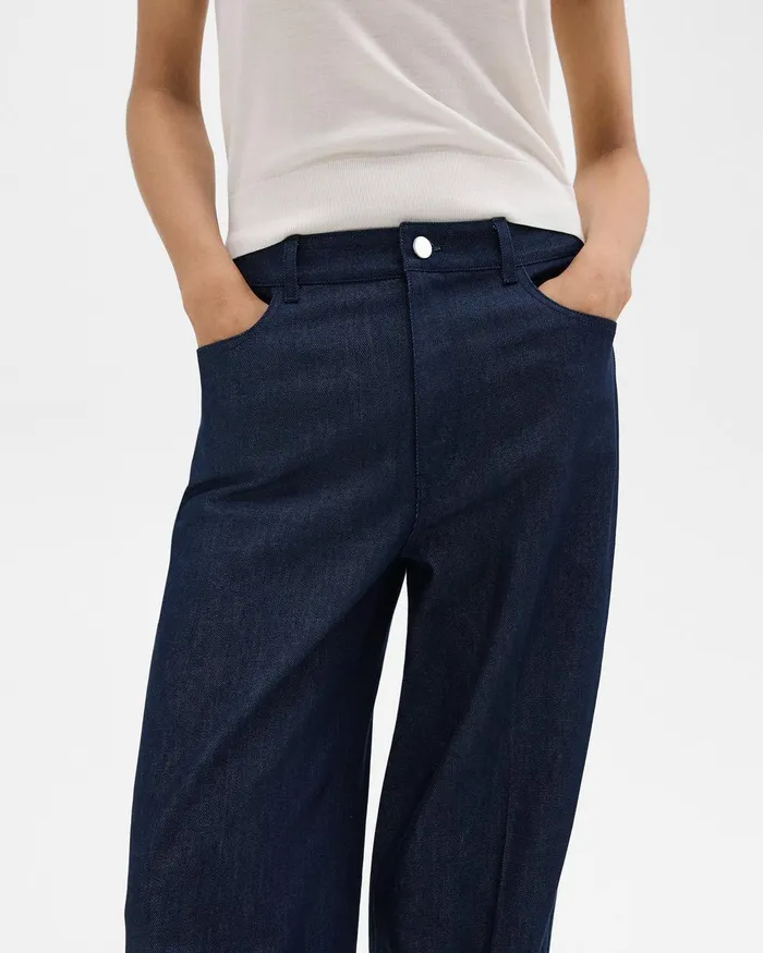 Women Theory Pants StraightLeg 5Pocket Pant In Denim Indigo
