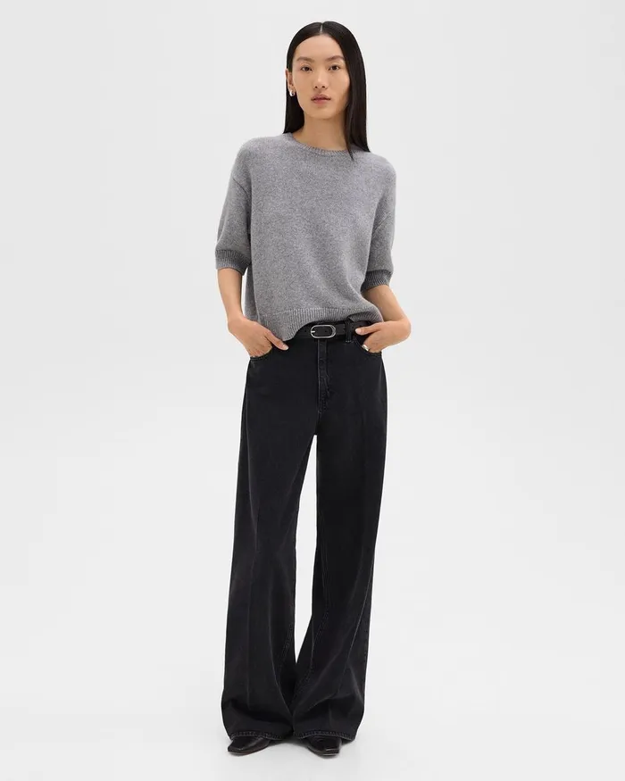 Women Theory Pants StraightLeg 5Pocket Pant In Denim Washed Black
