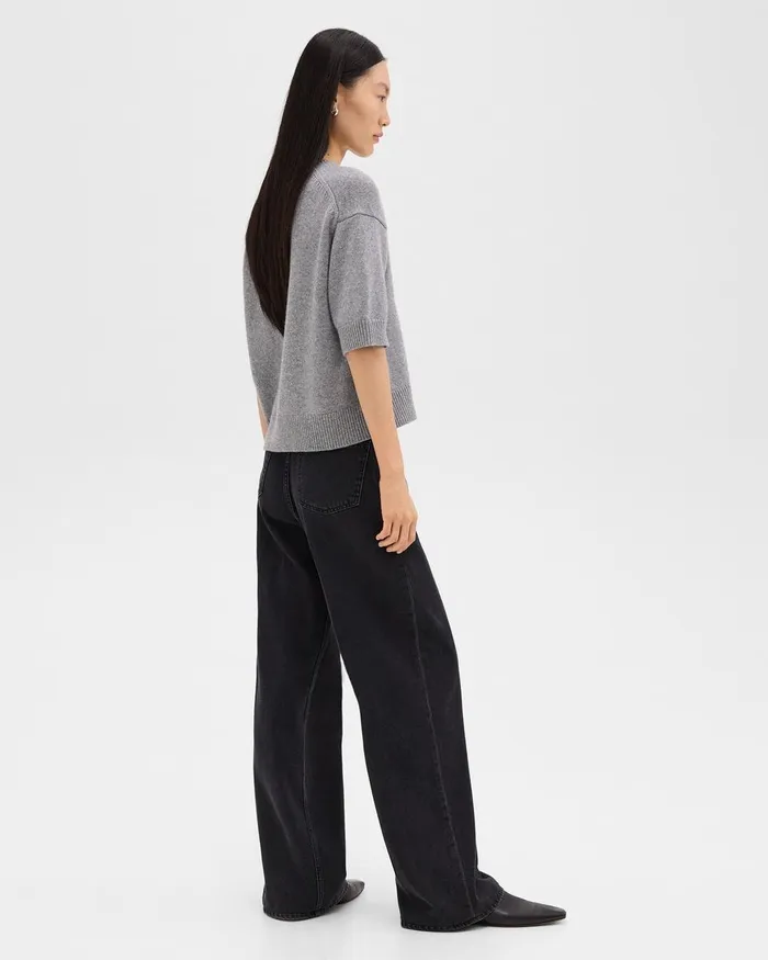 Women Theory Pants StraightLeg 5Pocket Pant In Denim Washed Black