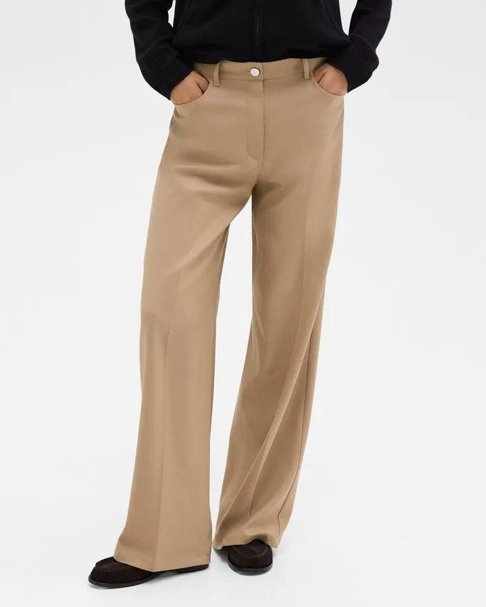 Women Theory Pants StraightLeg 5Pocket Pant In Stretch Flannel New Camel