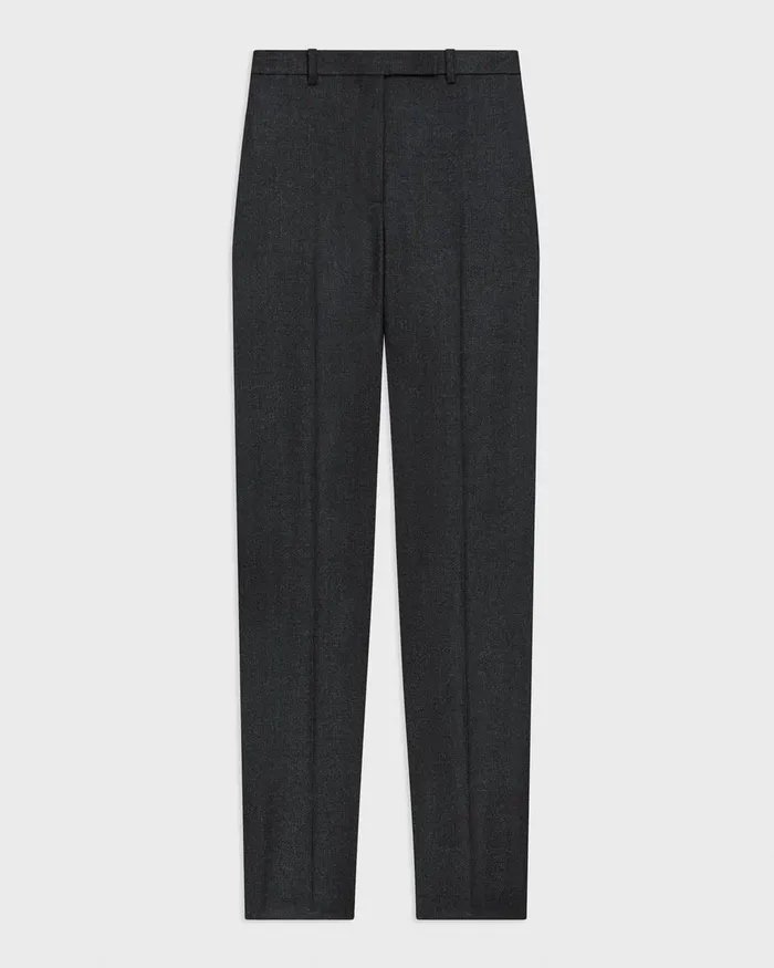 Women Theory Pants Tapered HighWaist Pant In Sleek Flannel New Charcoal Melange