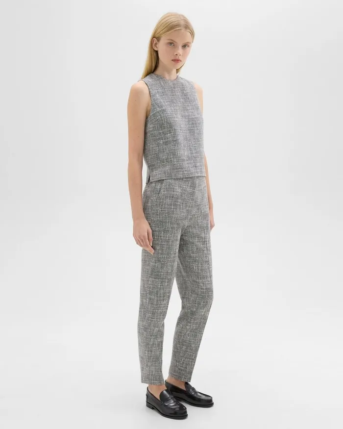 Women Theory Pants Tapered Slim Pant In Canvas Tweed Black Multi