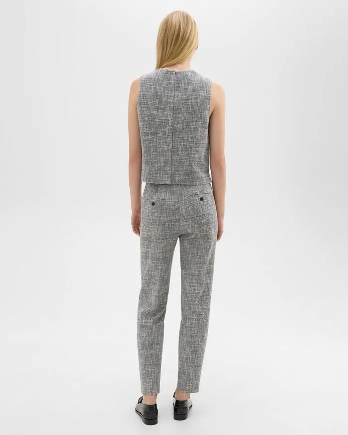 Women Theory Pants Tapered Slim Pant In Canvas Tweed Black Multi