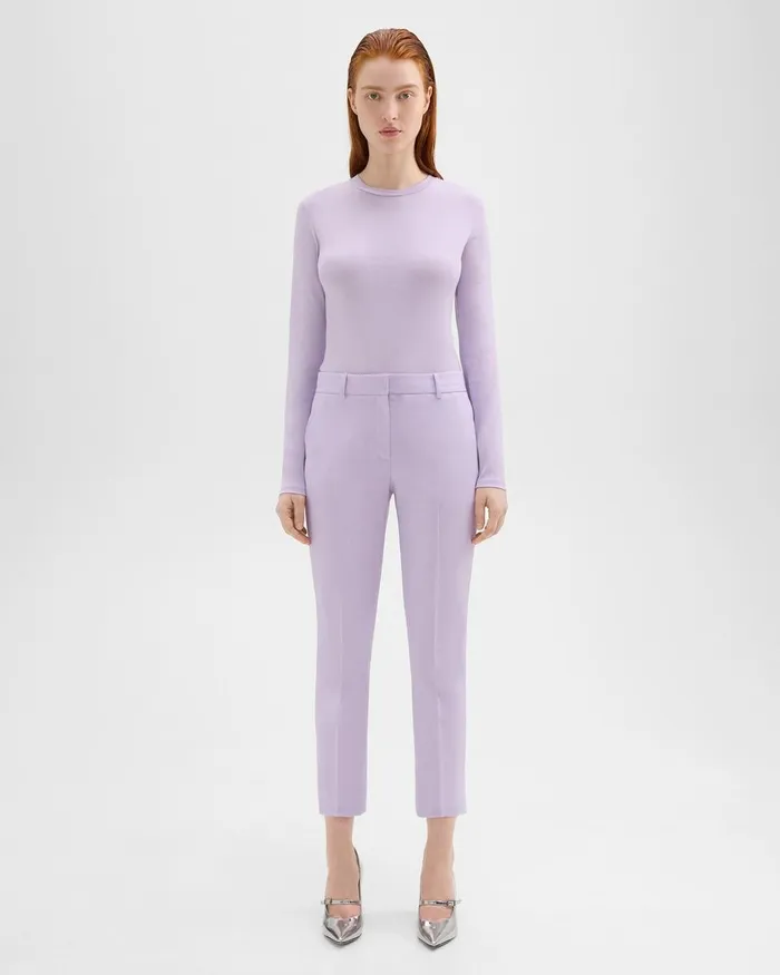 Women Theory Pants Treeca Pant In Good Wool Lilac Sky