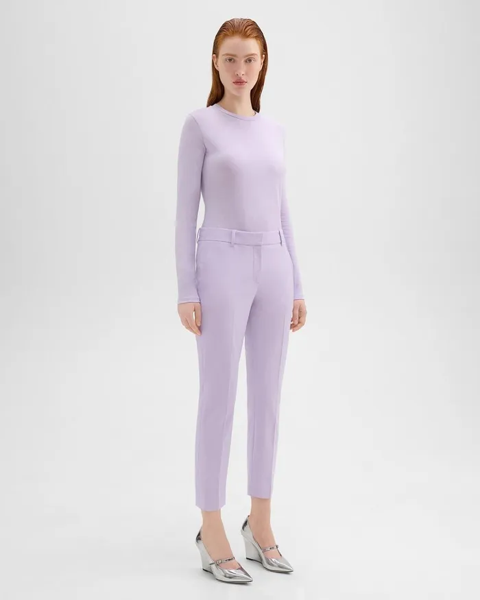 Women Theory Pants Treeca Pant In Good Wool Lilac Sky