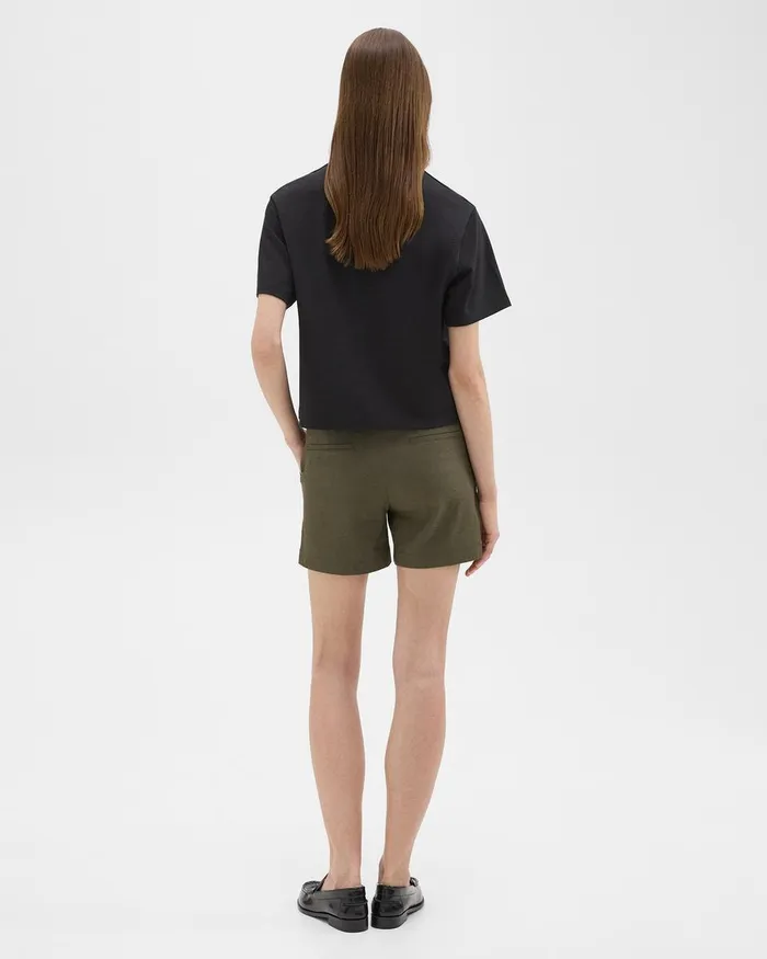 Women Theory Shorts Waist Tab Short In Good Linen Dark Olive