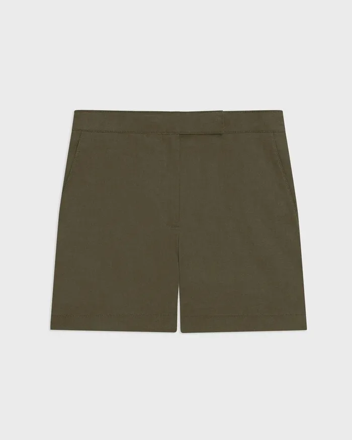 Women Theory Shorts Waist Tab Short In Good Linen Dark Olive