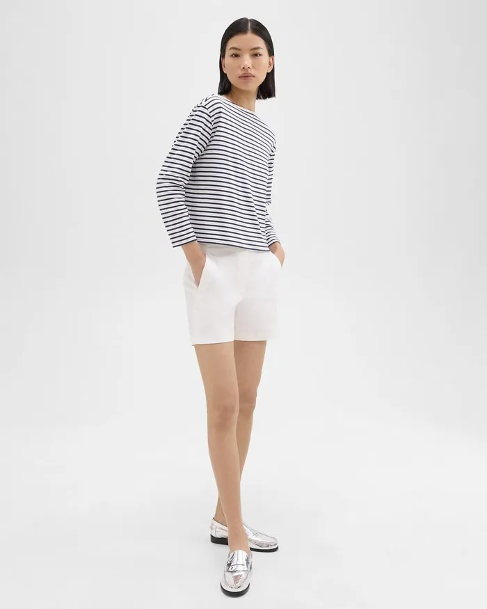 Women Theory Shorts Waist Tab Short In Good Linen White