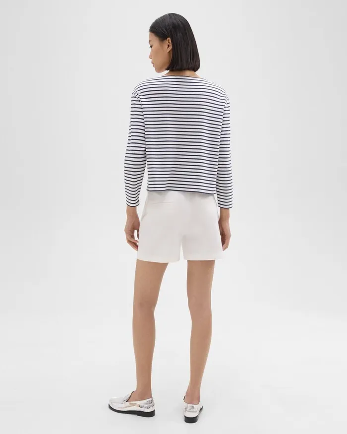 Women Theory Shorts Waist Tab Short In Good Linen White