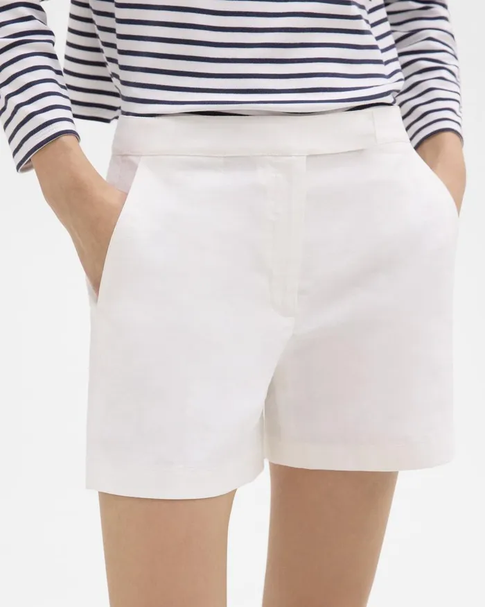 Women Theory Shorts Waist Tab Short In Good Linen White