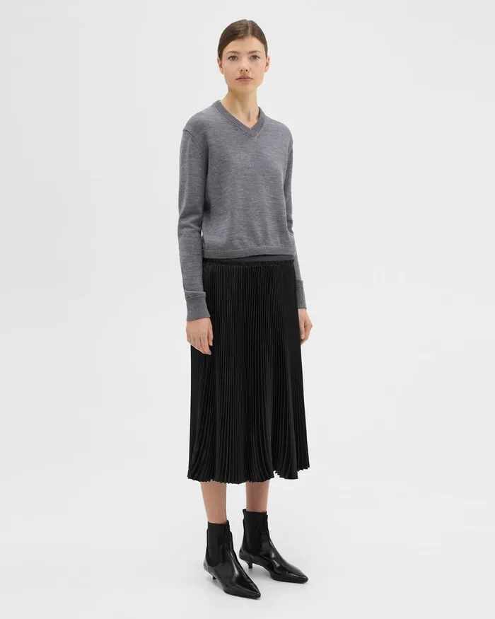 Women Theory Skirts Pleated Crinkle Twill Skirt Black