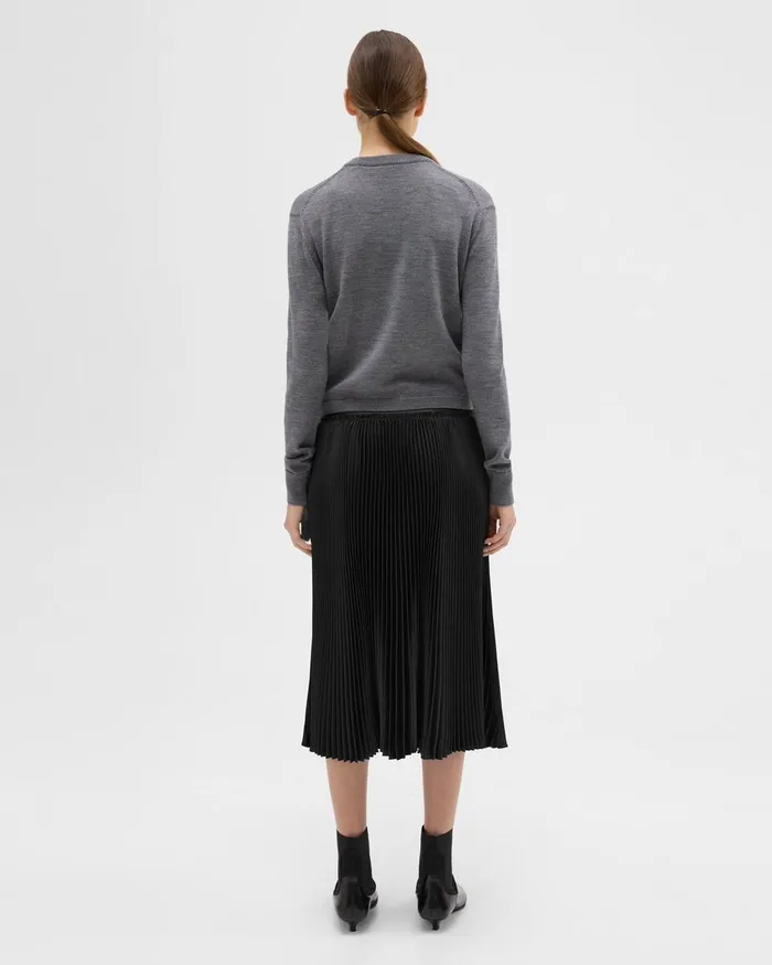Women Theory Skirts Pleated Crinkle Twill Skirt Black