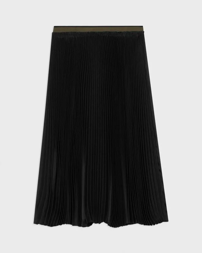 Women Theory Skirts Pleated Crinkle Twill Skirt Black