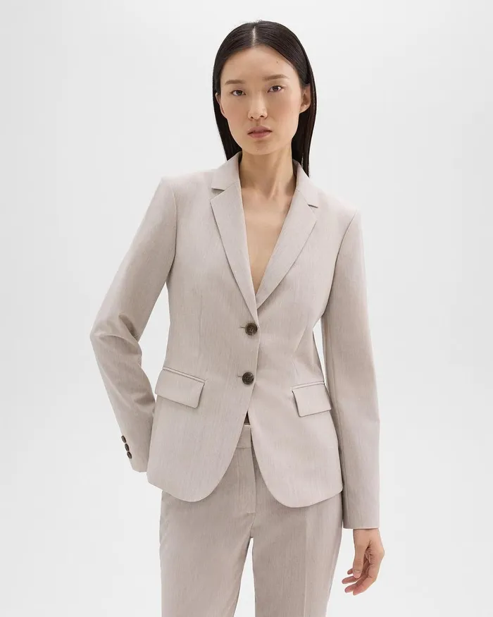 Women Theory Suits Carissa Blazer In Good Wool Sand Melange