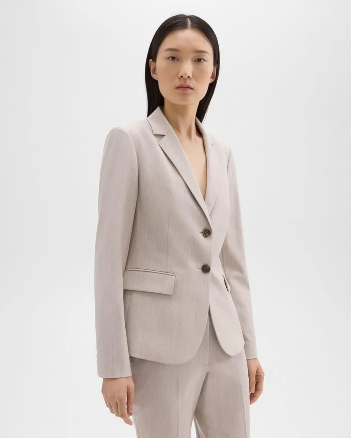 Women Theory Suits Carissa Blazer In Good Wool Sand Melange