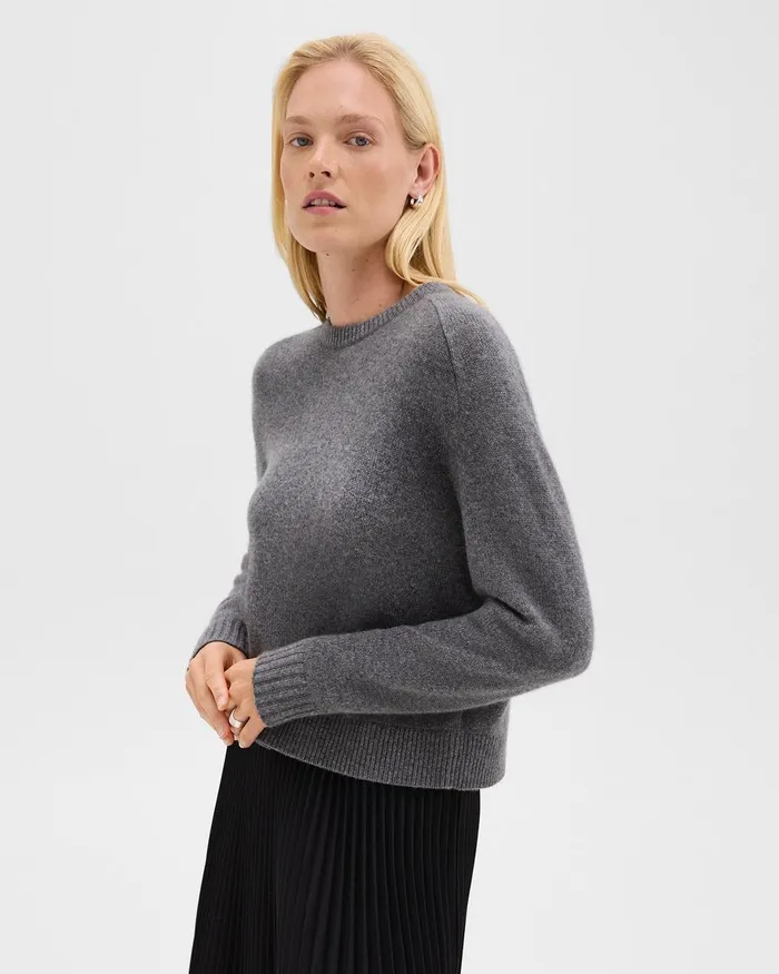 Women Theory Sweaters Cardigans Cropped Sweater In Cashmere Light Charcoal
