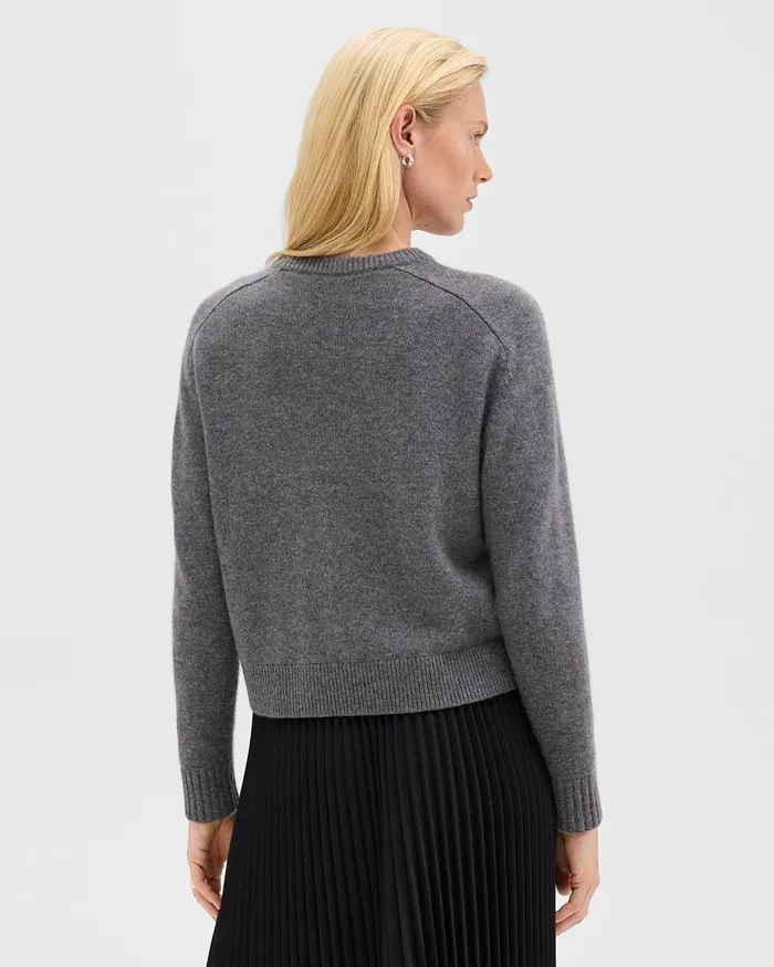 Women Theory Sweaters Cardigans Cropped Sweater In Cashmere Light Charcoal