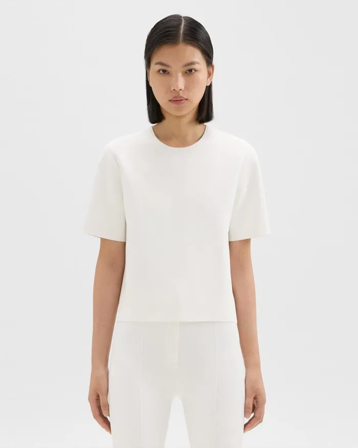 Women Theory Sweaters Cardigans Oversized Sweater Tee In Crepe Knit White