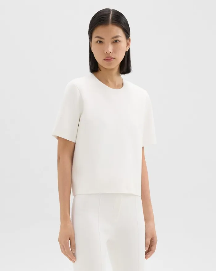 Women Theory Sweaters Cardigans Oversized Sweater Tee In Crepe Knit White