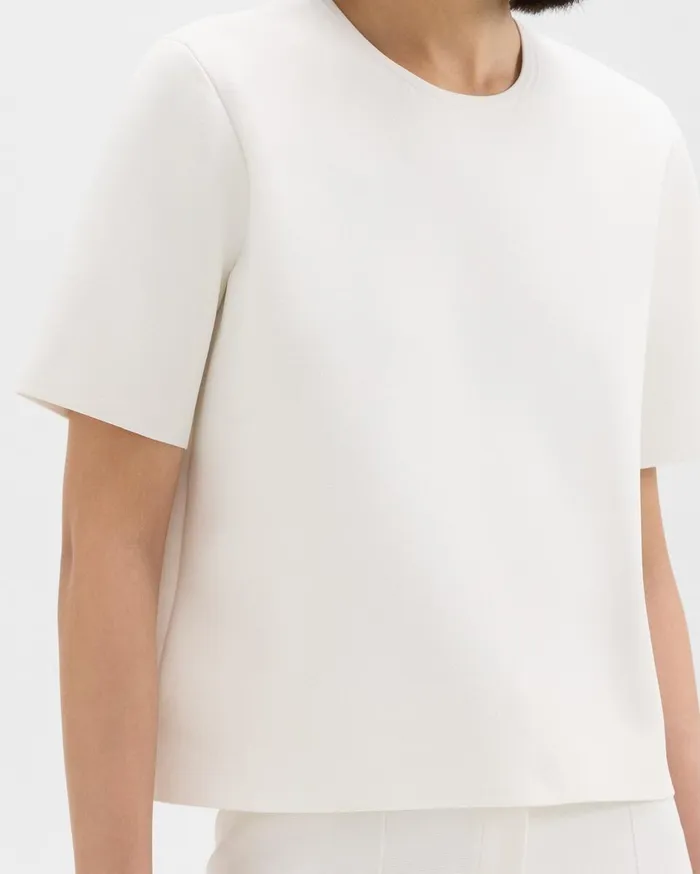 Women Theory Sweaters Cardigans Oversized Sweater Tee In Crepe Knit White