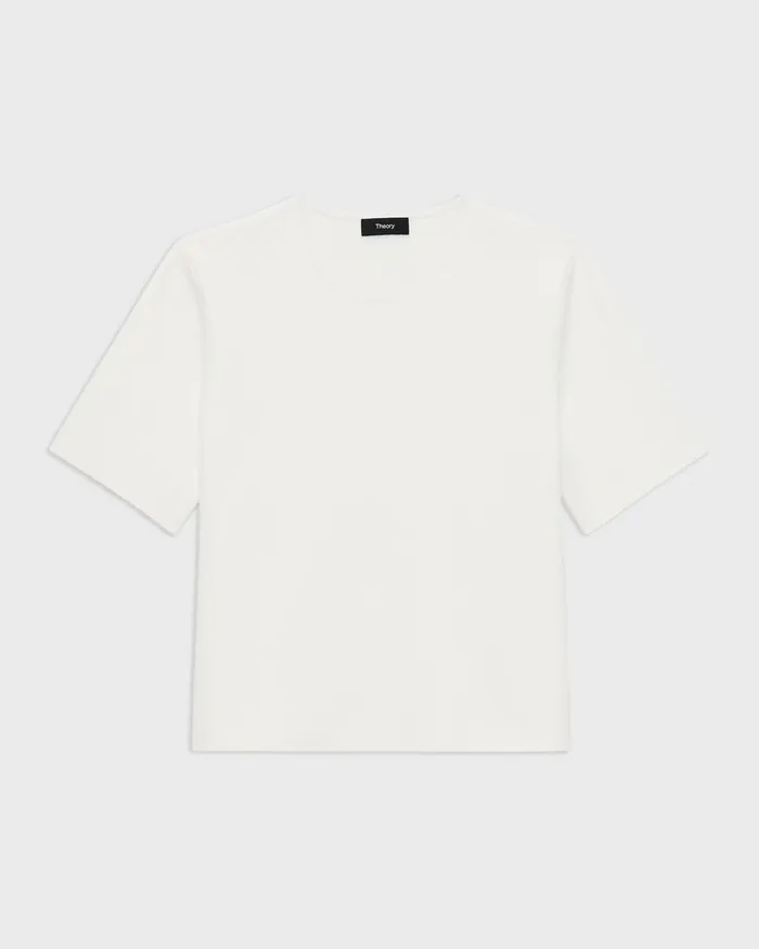 Women Theory Sweaters Cardigans Oversized Sweater Tee In Crepe Knit White