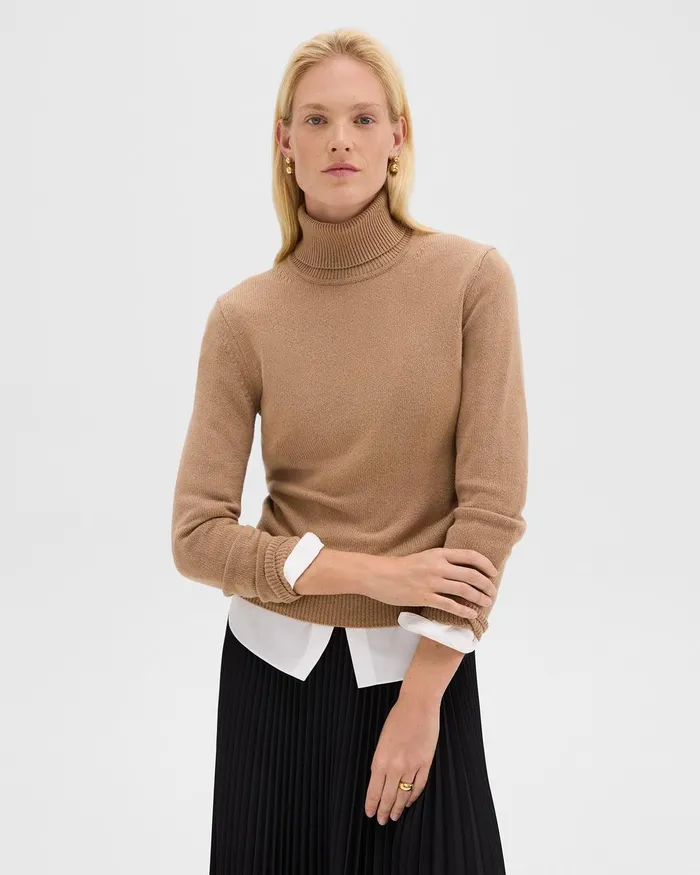 Women Theory Sweaters Cardigans Turtleneck Sweater In Cashmere Royal Camel