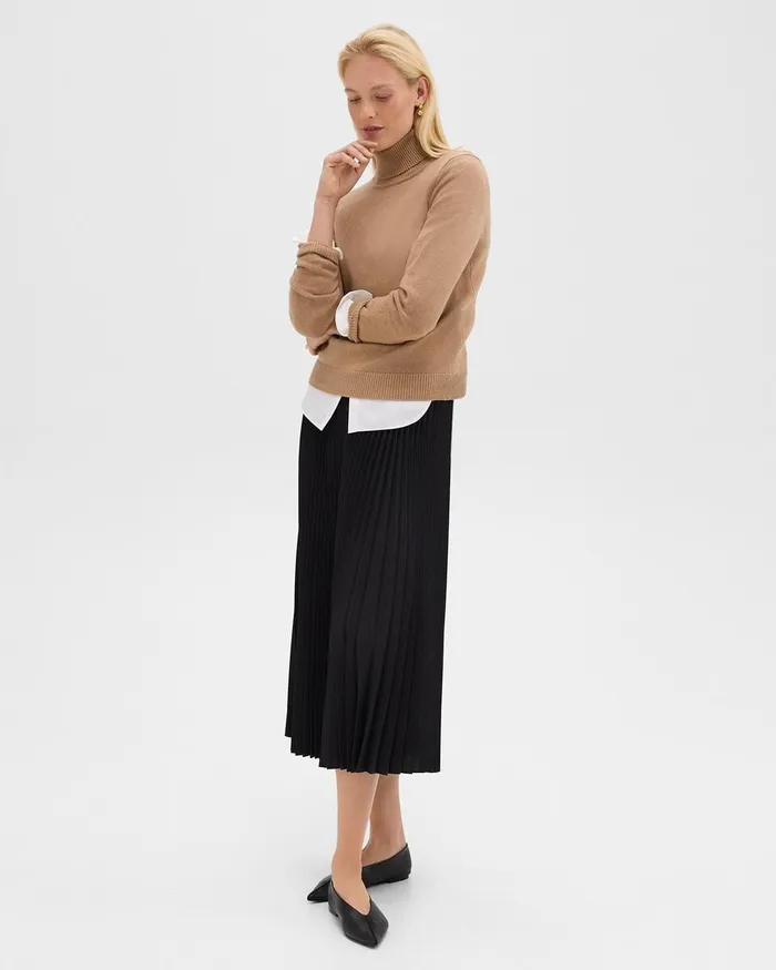 Women Theory Sweaters Cardigans Turtleneck Sweater In Cashmere Royal Camel