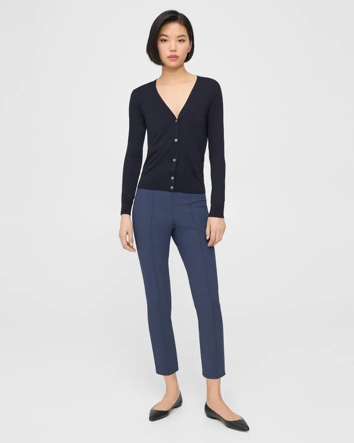 Women Theory Sweaters Cardigans VNeck Cardigan In Regal Wool Deep Navy