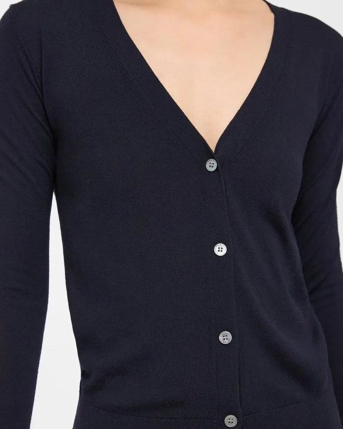 Women Theory Sweaters Cardigans VNeck Cardigan In Regal Wool Deep Navy