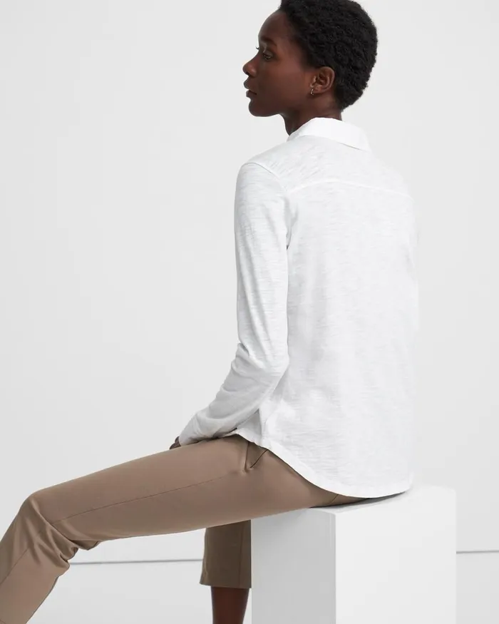 Women Theory TShirts Tank Tops Button Up Shirt In Organic Cotton White