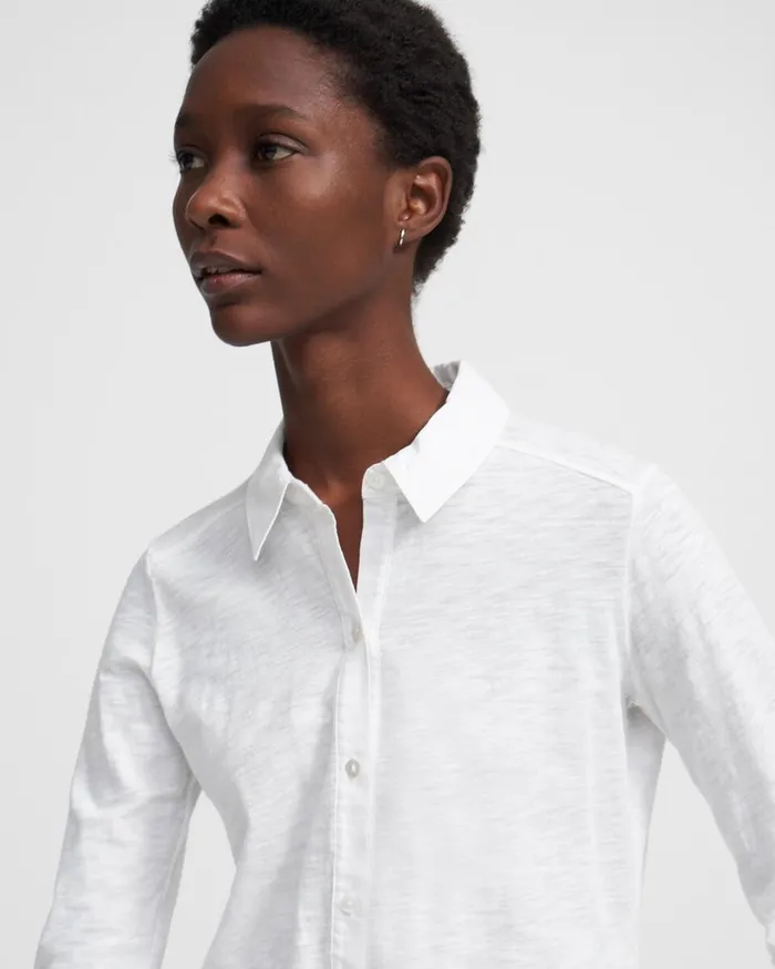 Women Theory TShirts Tank Tops Button Up Shirt In Organic Cotton White