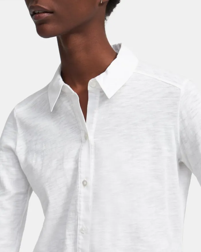 Women Theory TShirts Tank Tops Button Up Shirt In Organic Cotton White