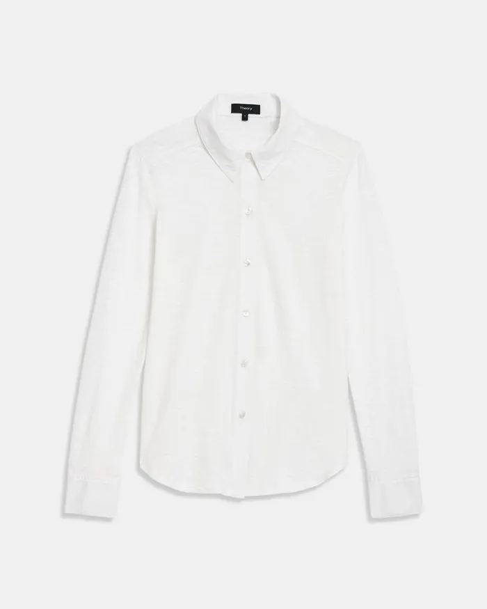 Women Theory TShirts Tank Tops Button Up Shirt In Organic Cotton White
