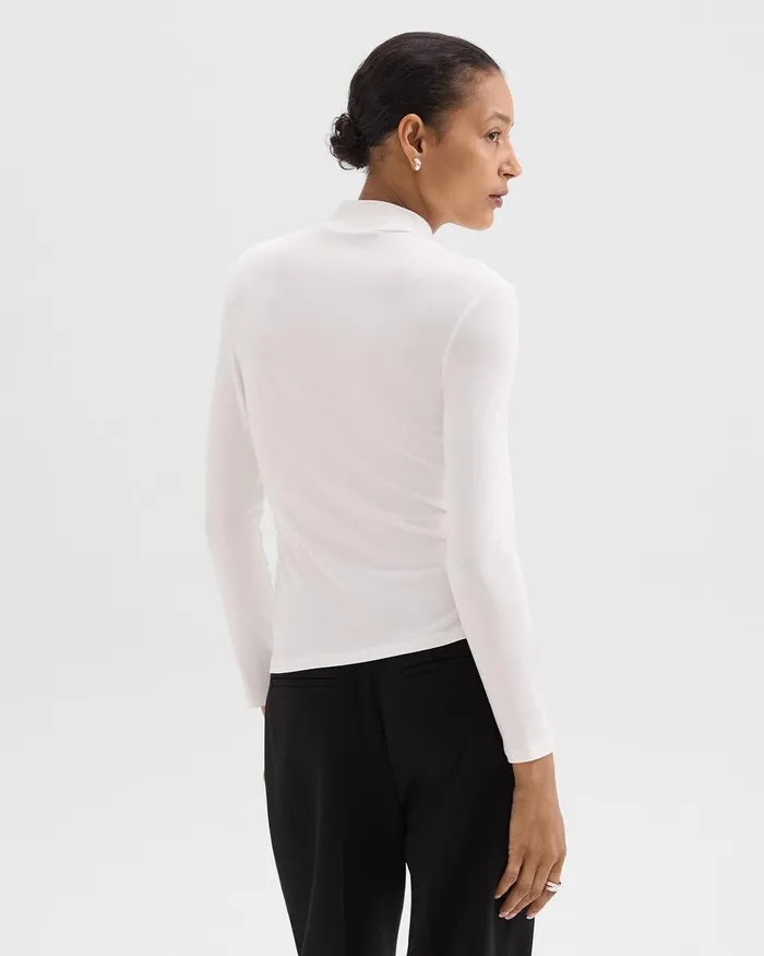 Women Theory TShirts Tank Tops Mock Neck Top In Rib Knit Viscose White
