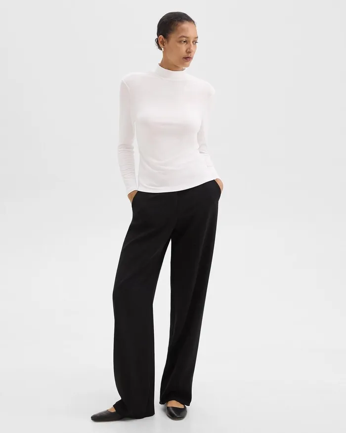 Women Theory TShirts Tank Tops Mock Neck Top In Rib Knit Viscose White