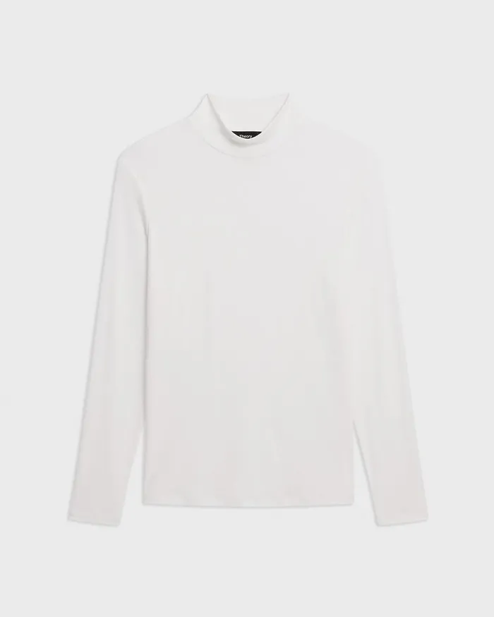 Women Theory TShirts Tank Tops Mock Neck Top In Rib Knit Viscose White