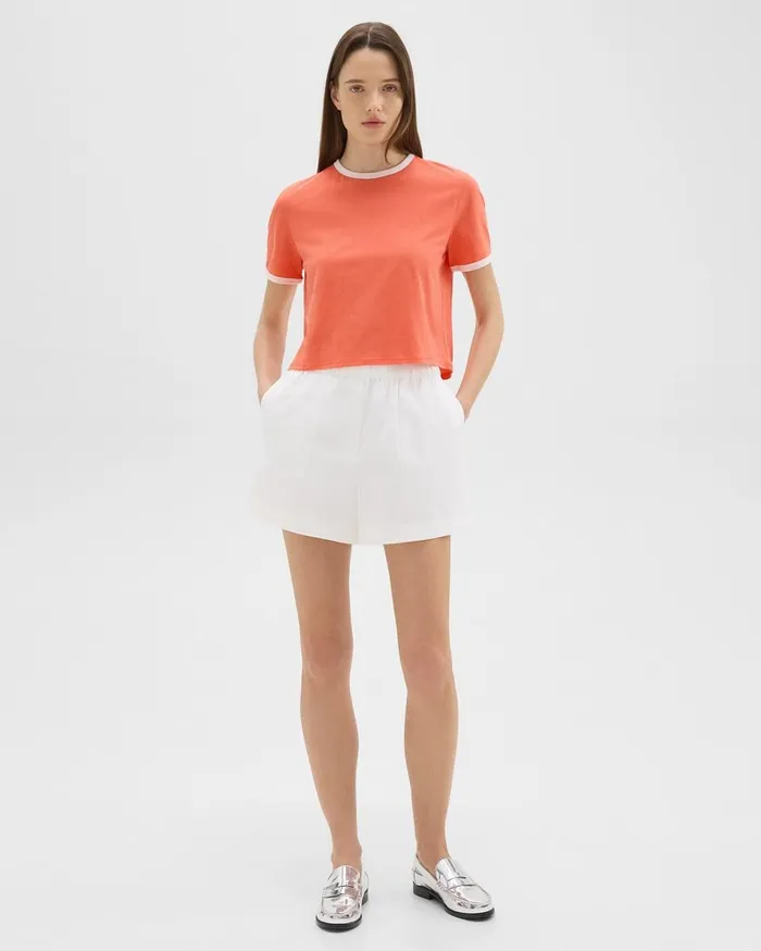 Women Theory TShirts Tank Tops Ringer Tee In Organic Cotton Bright Coralwhite