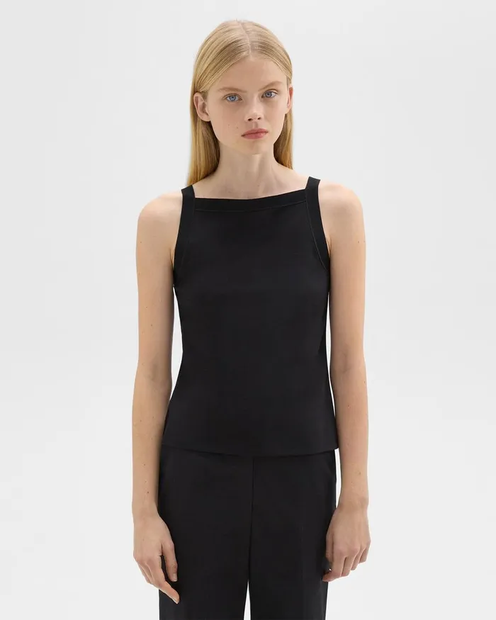 Women Theory TShirts Tank Tops Square Neck Tank In Interlock Knit Black